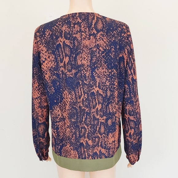 Cabi Long Sleeve Snake Print Wrap Front Blouse - Picture 5 of 11